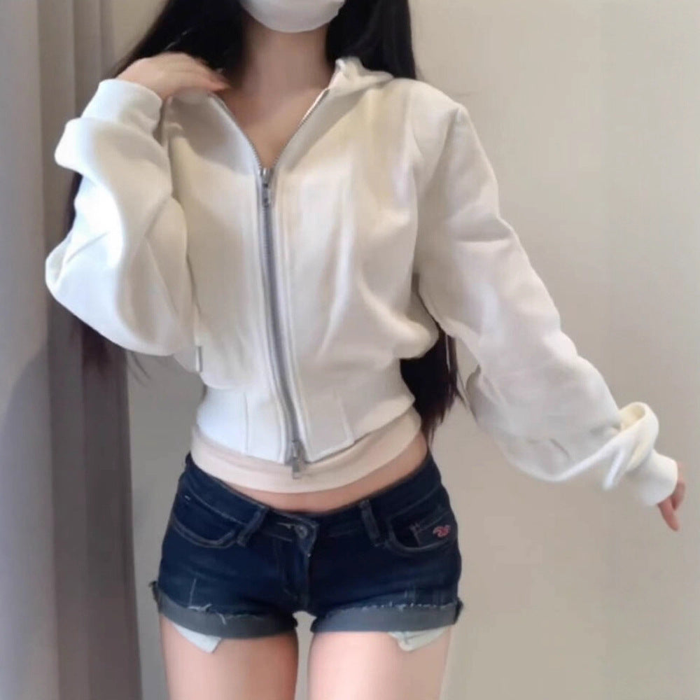 Hot Girl Women's Double Zipper Cinched Jacket