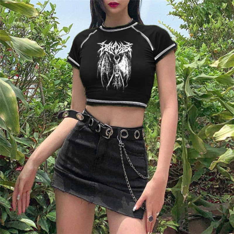 Cartoon Sexy Fashion Printed T-shirt Spoof Personality T-shirt Short-sleeved Clothes Female Tide
