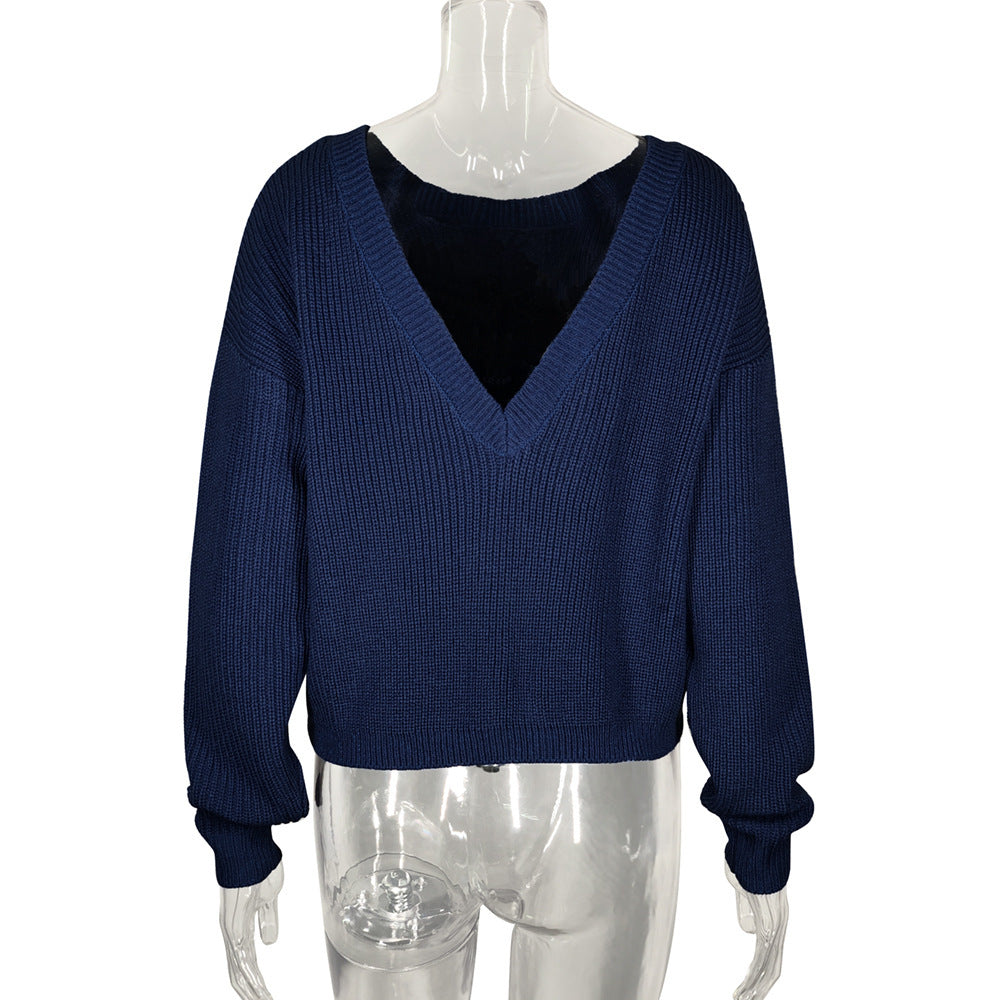 Women's Pullover Knitting Sexy Backless Dinified Sweater