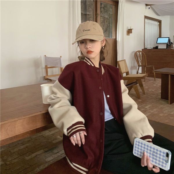Women's Casual Sporty Versatile Color-block Baseball Jacket