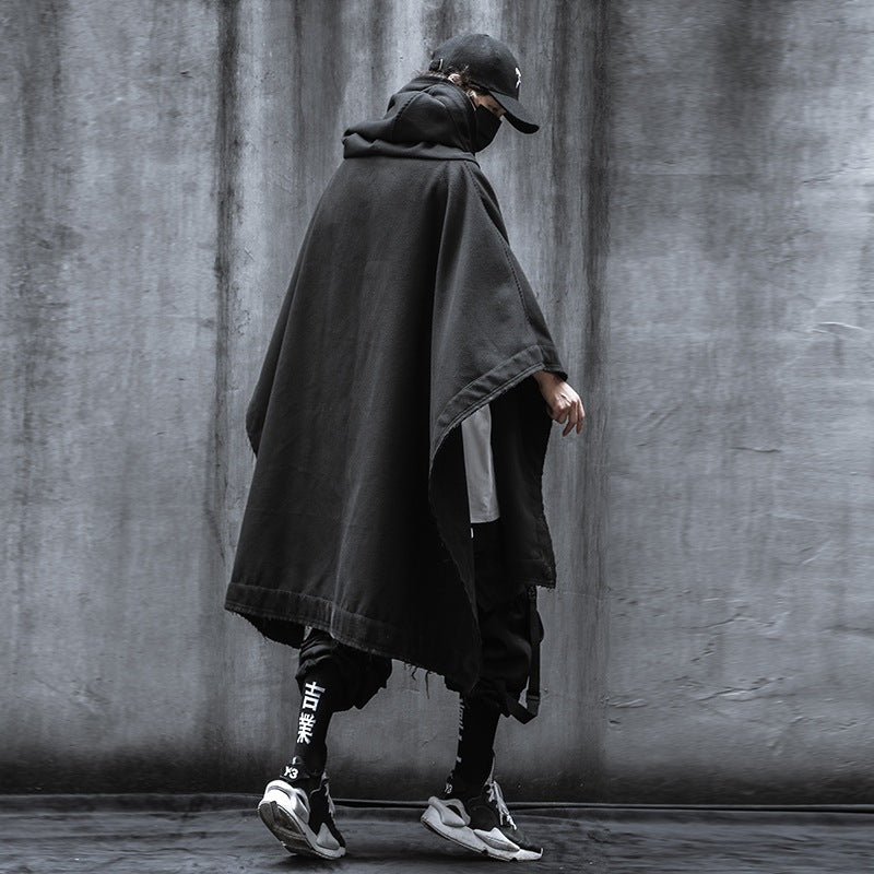 Dark Sweater Cape Cloak Men And Women Loose Casual Hooded Coat