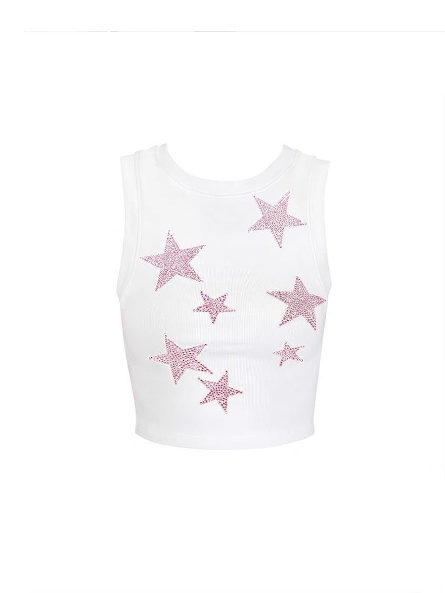 Stars Hot Drill Vest Spice Girl Tight Height Waist