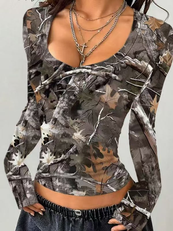 Women's Hot Girl Design Camouflage Long Sleeve