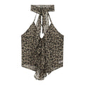 American Hot Girl Leopard Print Backless Halter Sling