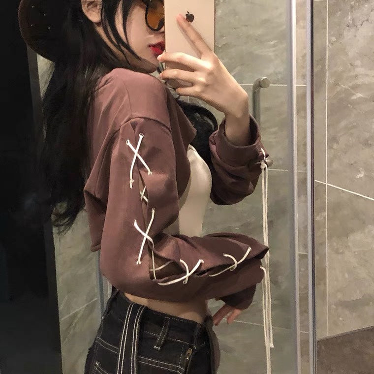 Dance Strap Long Sleeve Hot Girl Two-Piece Jacket