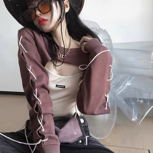 Dance Strap Long Sleeve Hot Girl Two-Piece Jacket