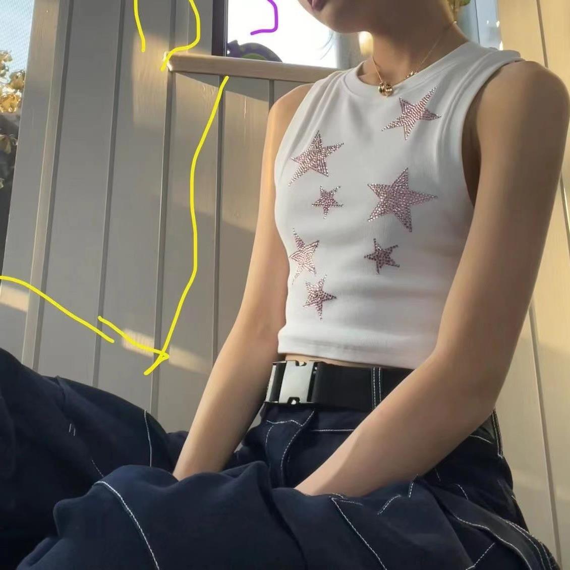 Stars Hot Drill Vest Spice Girl Tight Height Waist