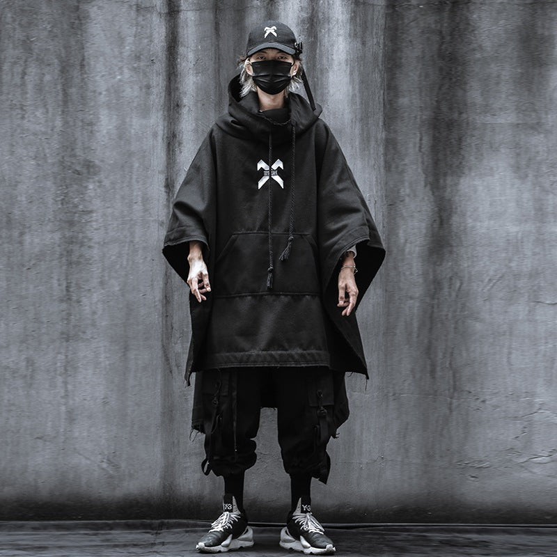 Dark Sweater Cape Cloak Men And Women Loose Casual Hooded Coat
